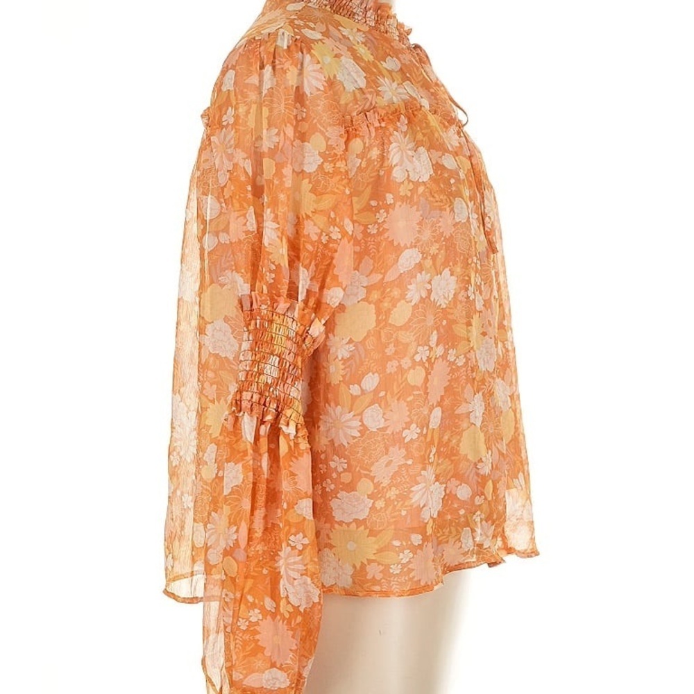 OPT Floral Sheer Orange Boho Blouse - Picture 5 of 11